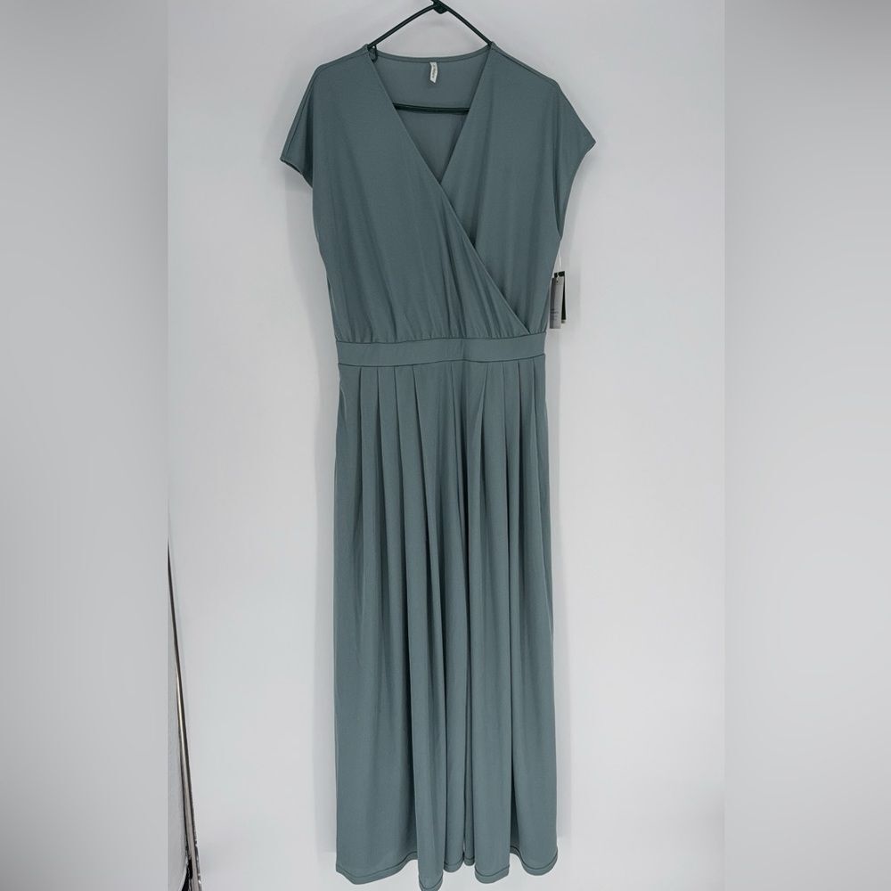 NWT HALARA- V NECK SHORT SLEEVE SIDE POCKET-WIDE LEG FLOWY JUMPSUIT size L - Picture 8 of 12